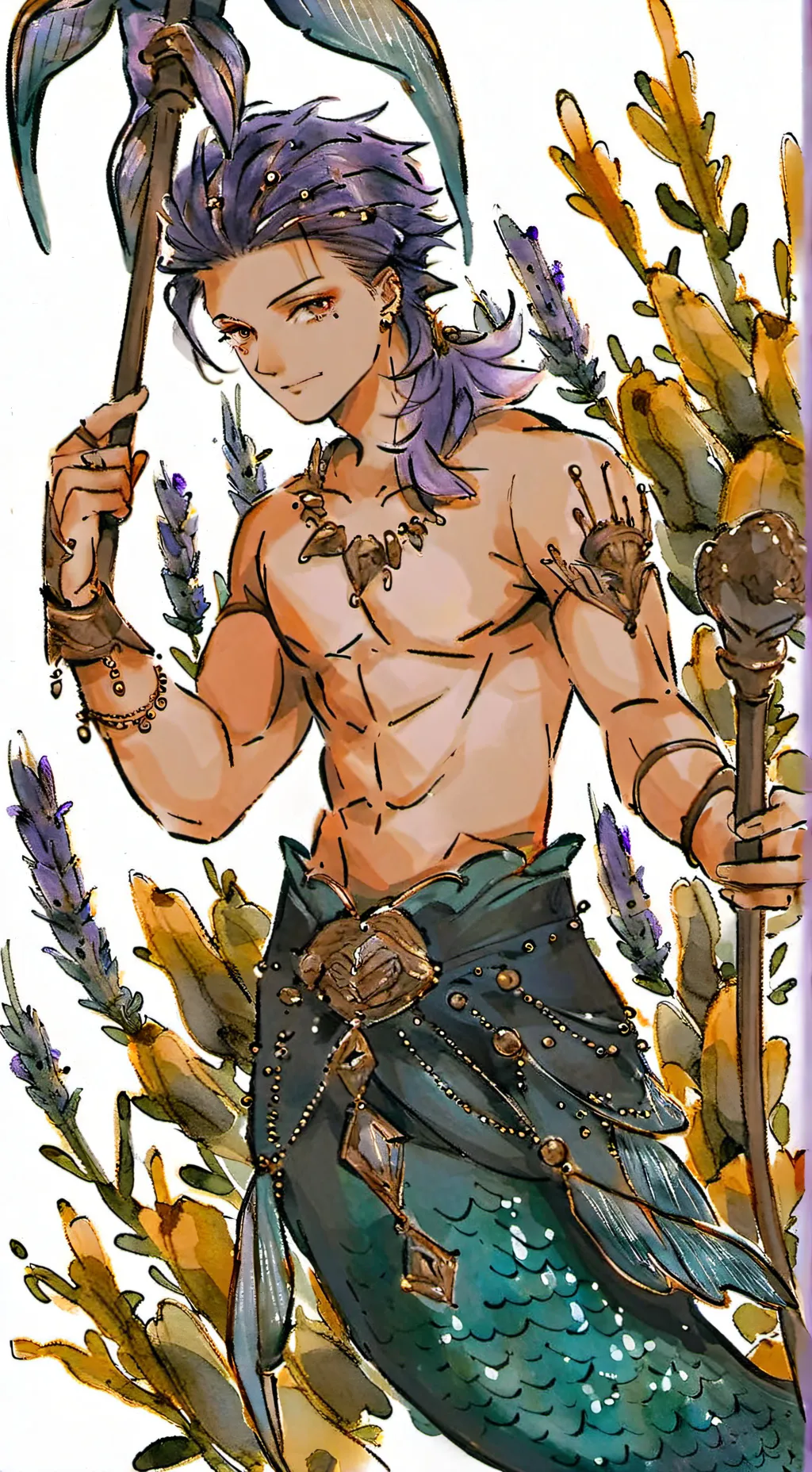 ai character: Mermaid scara  background