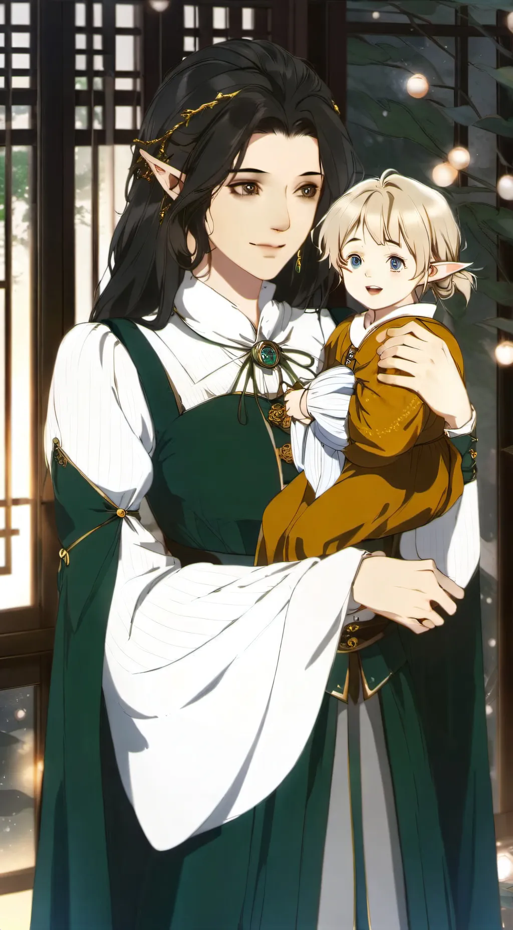 ai character: elf mom and daught background