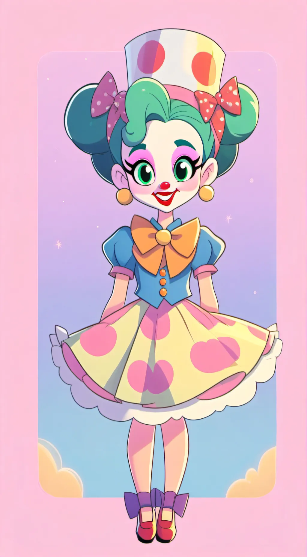 ai character: Sarah The Cartoony background