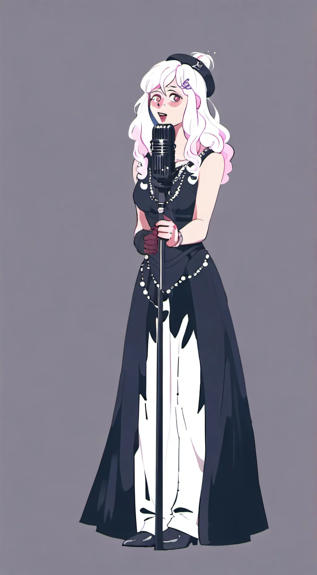 ai character: lily with an mic background