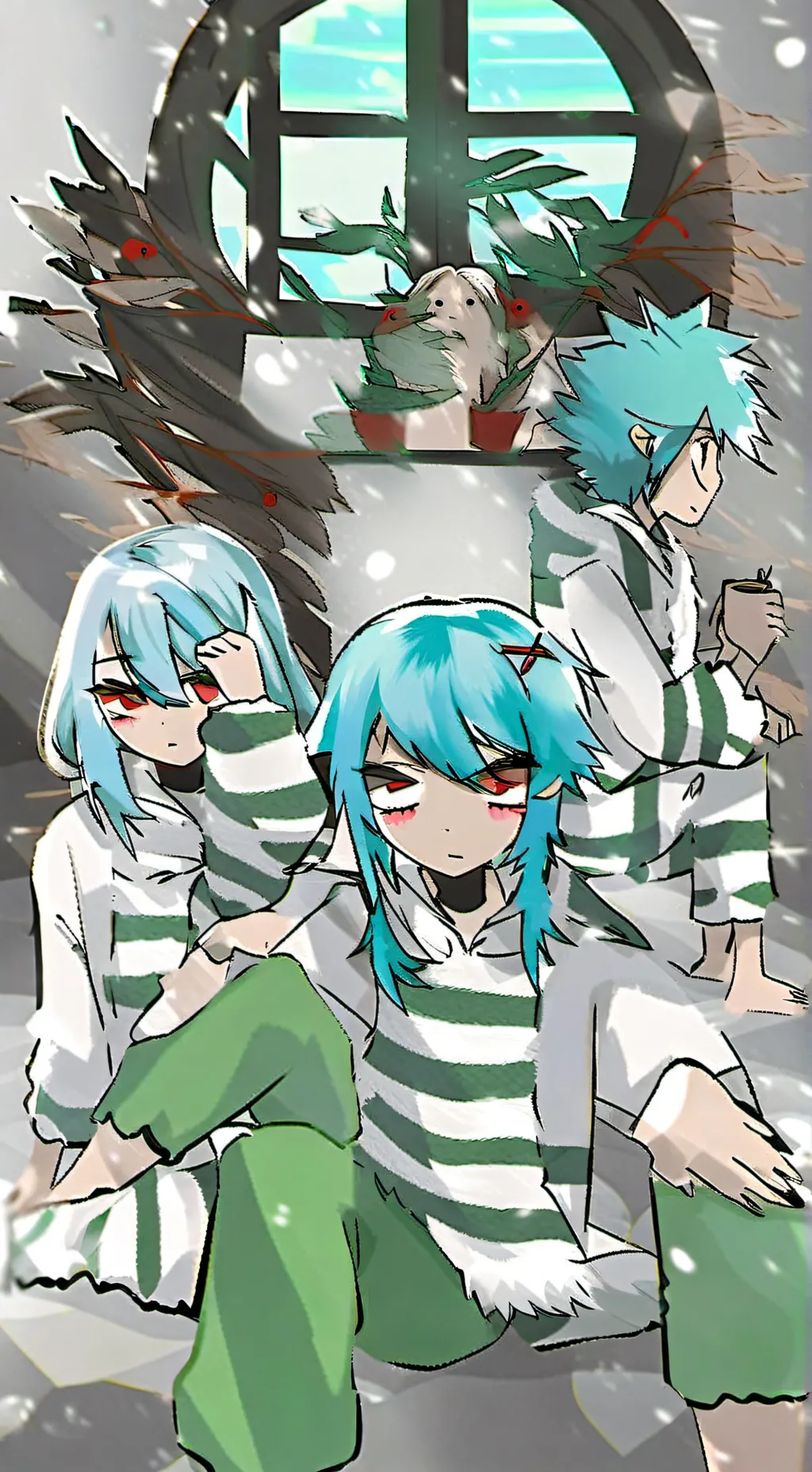 ai character: siblings sleepover background