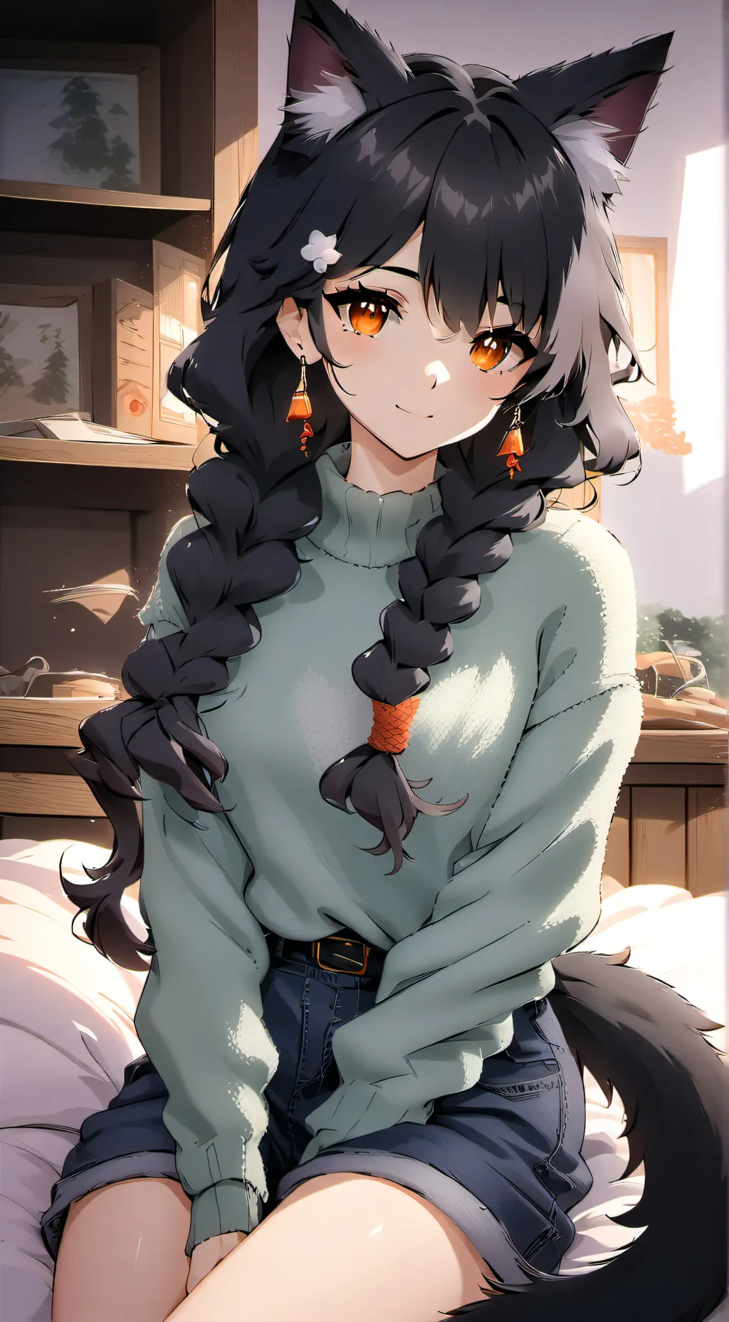 ai character: neko cat girl background