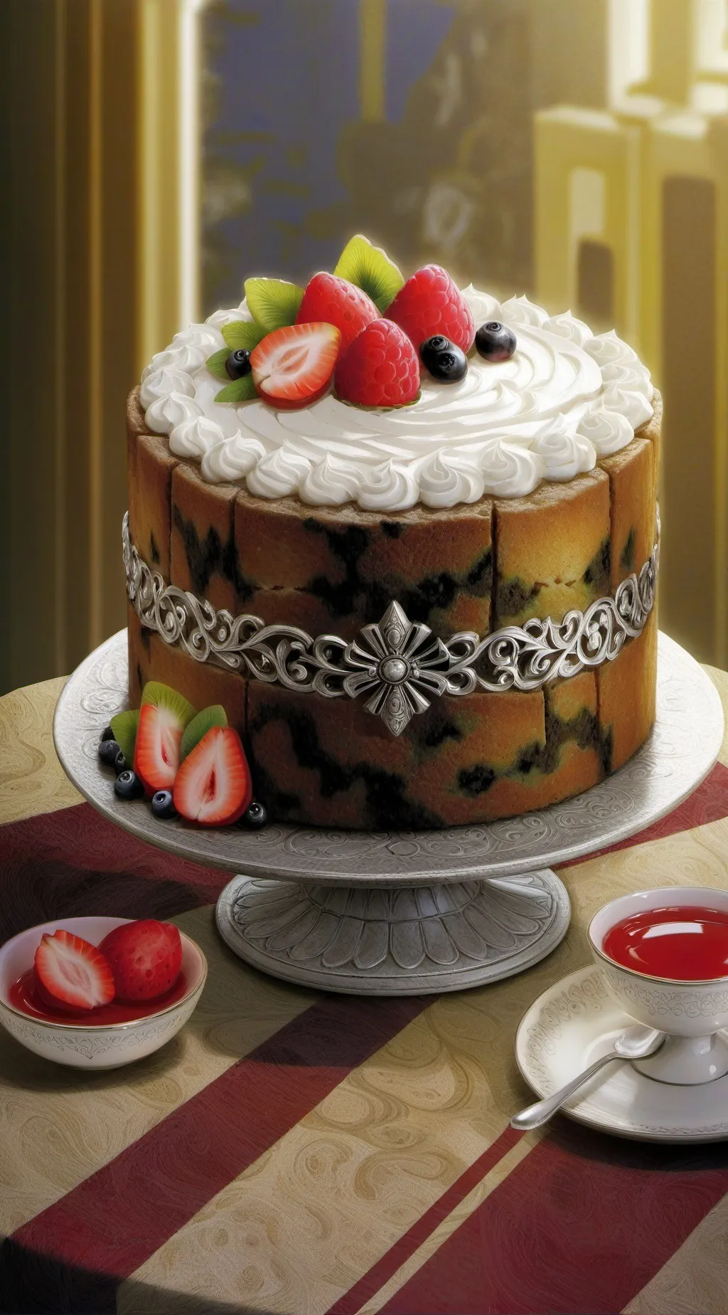 ai character: Fruit cake ￼ background