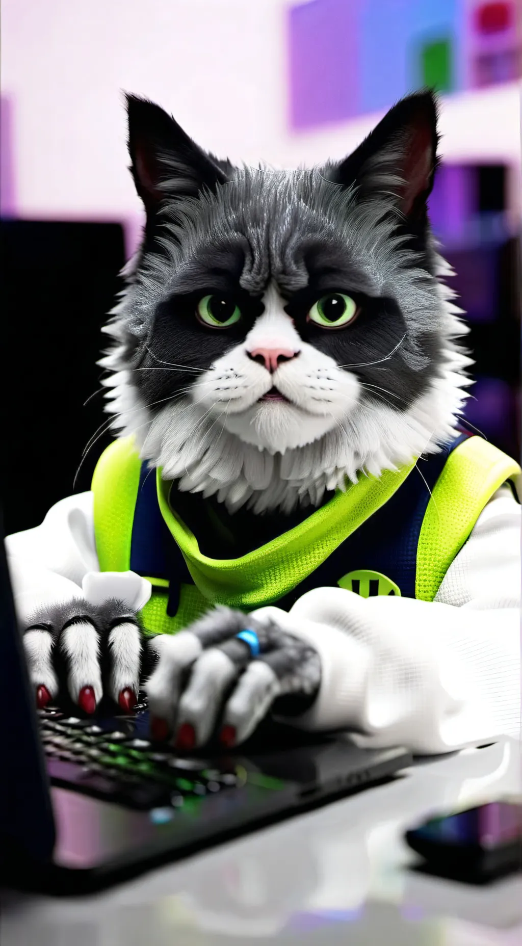 ai character: Pixel the Game Cat background