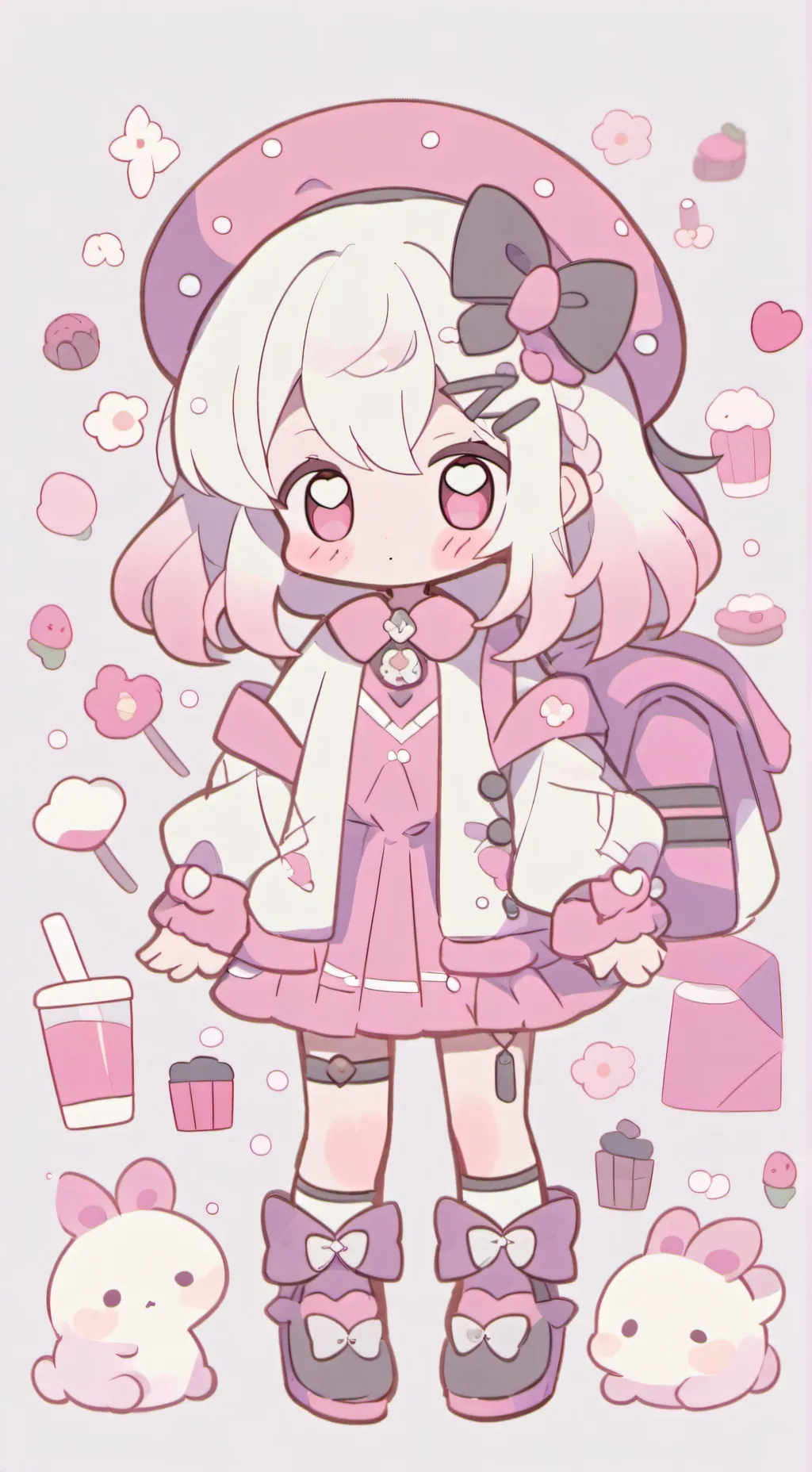 ai character: kera/latte cookie background