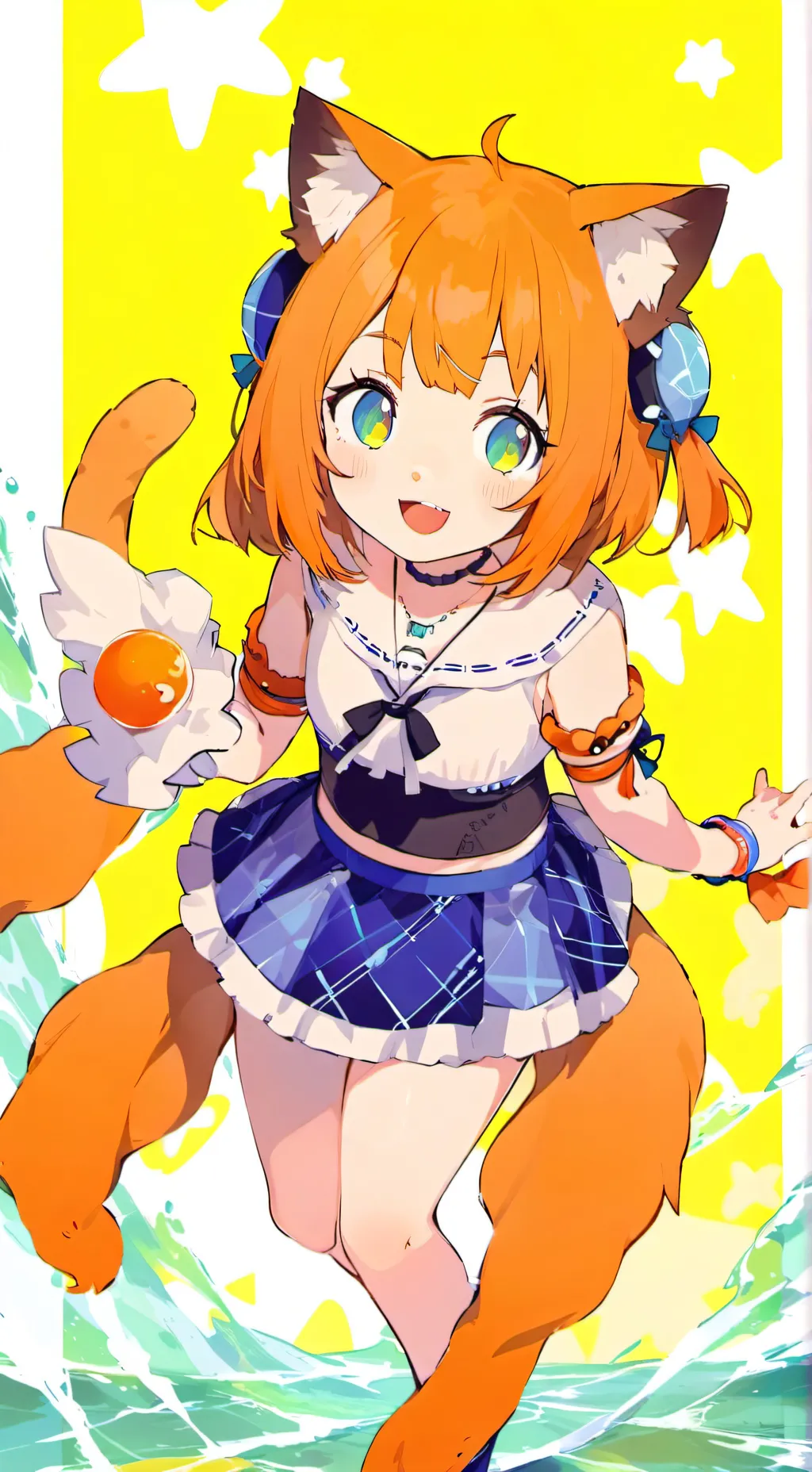 ai character: Goldie the Aquatic Cat Spirit background