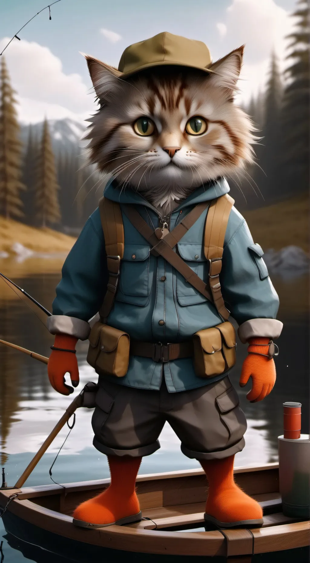 ai character: Cat Goes Fishing background