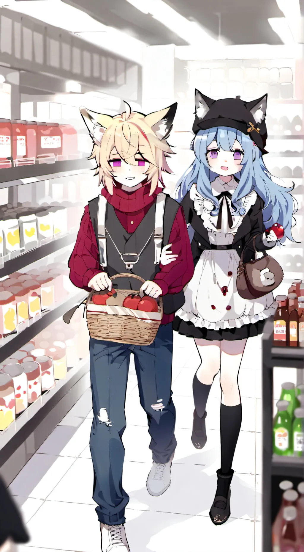 ai character: supermarket background