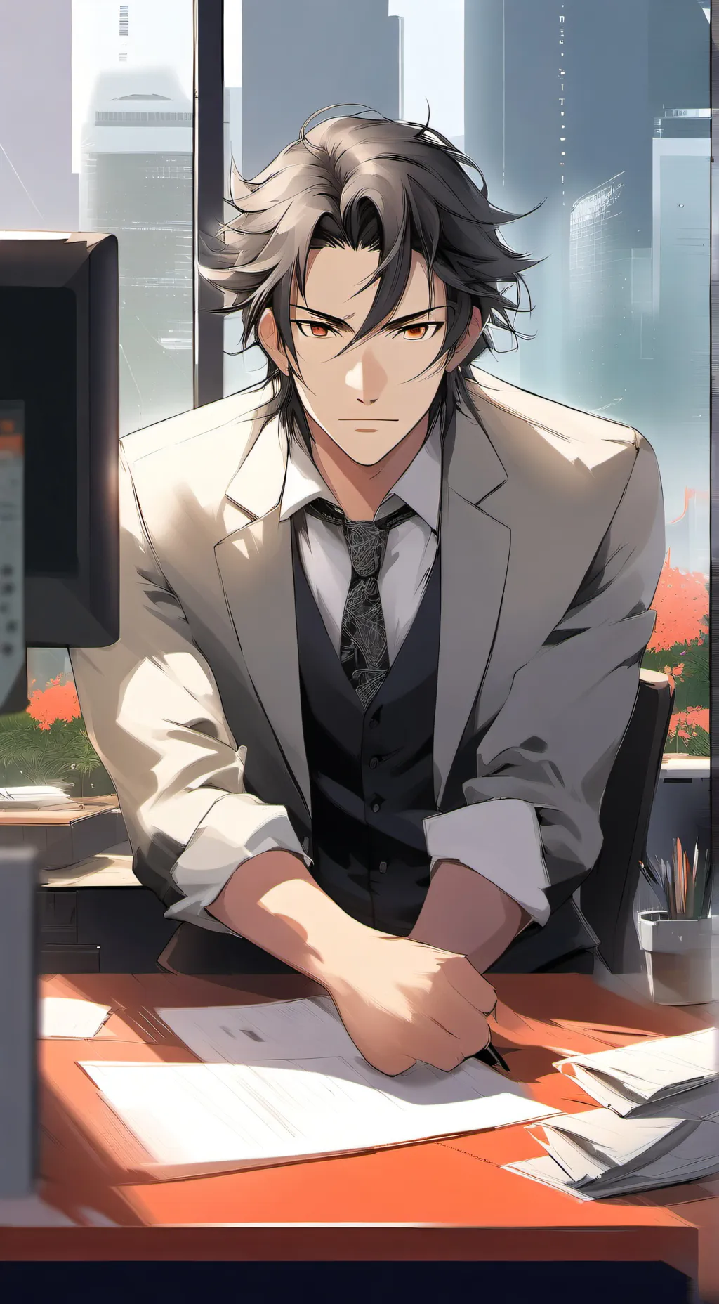 ai character: Work Obsessed Colleague background