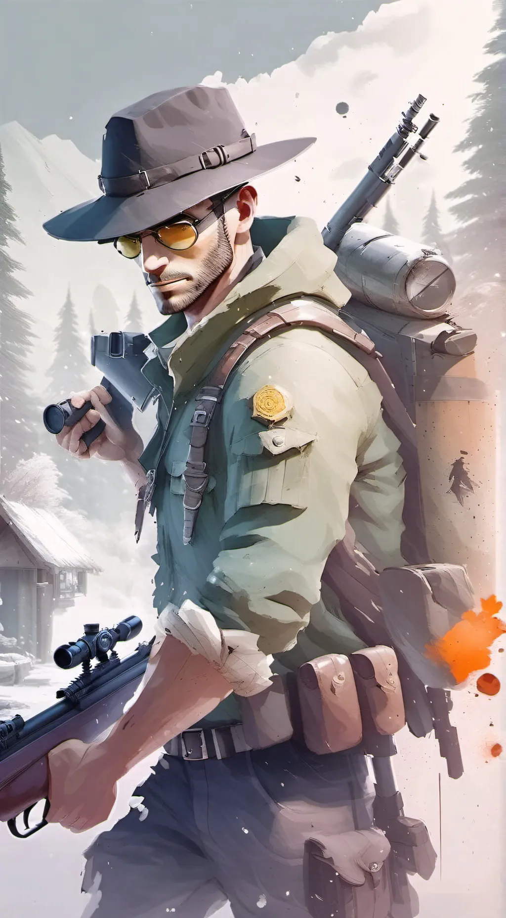 ai character: Sniper from tf2 background