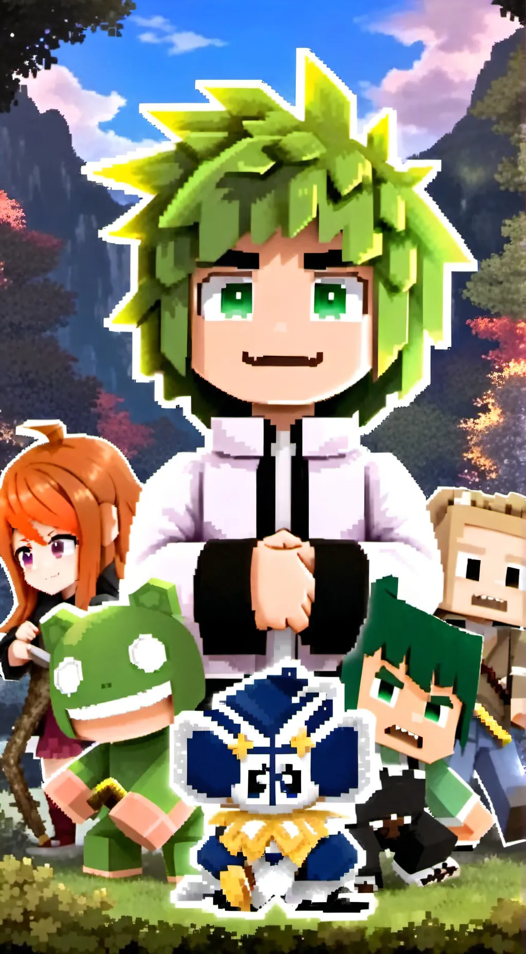 ai character: mha Minecraft  background
