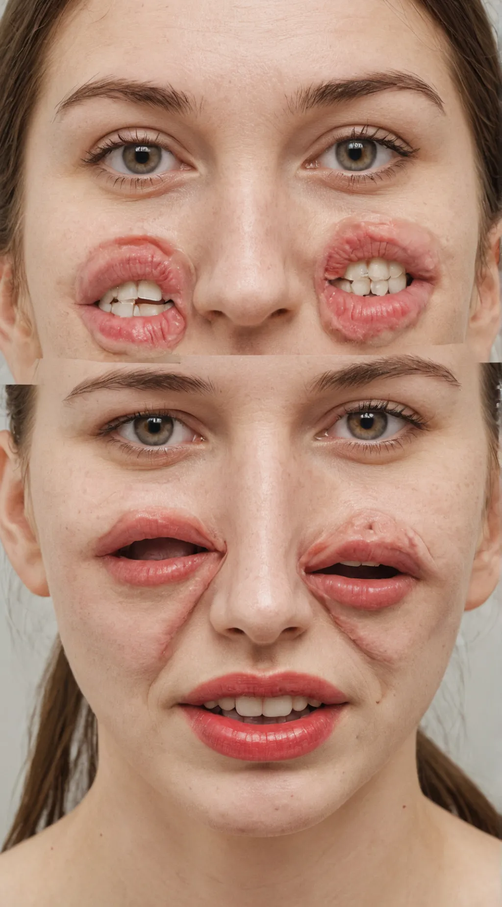 ai character: 5 mouthed woman  background