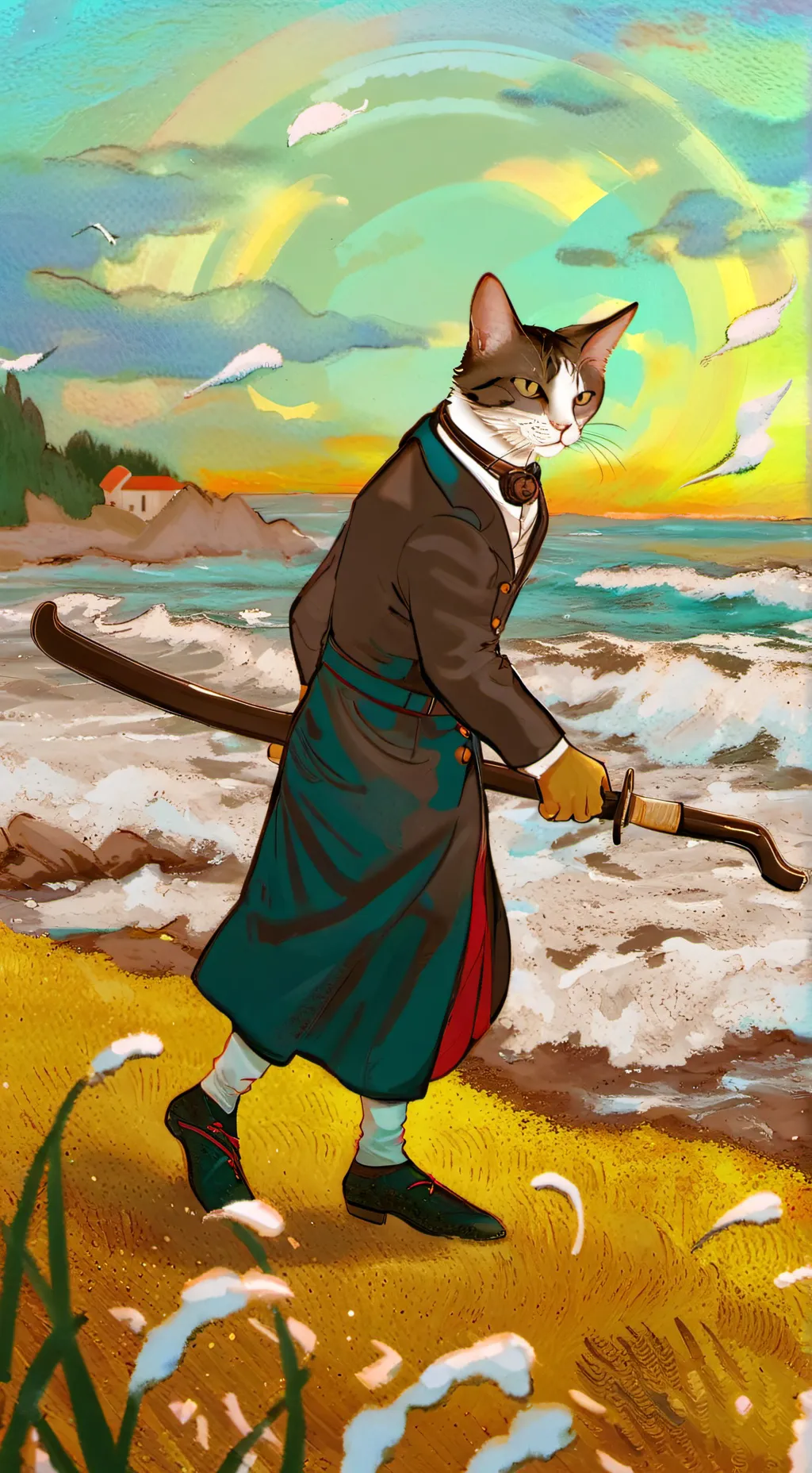 ai character: gato carateca background