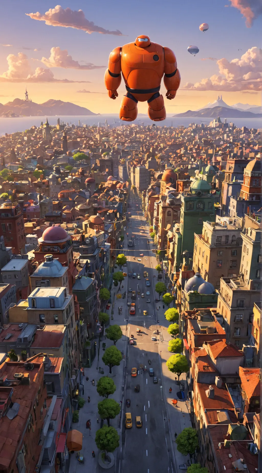 ai character: San Fransokyo background