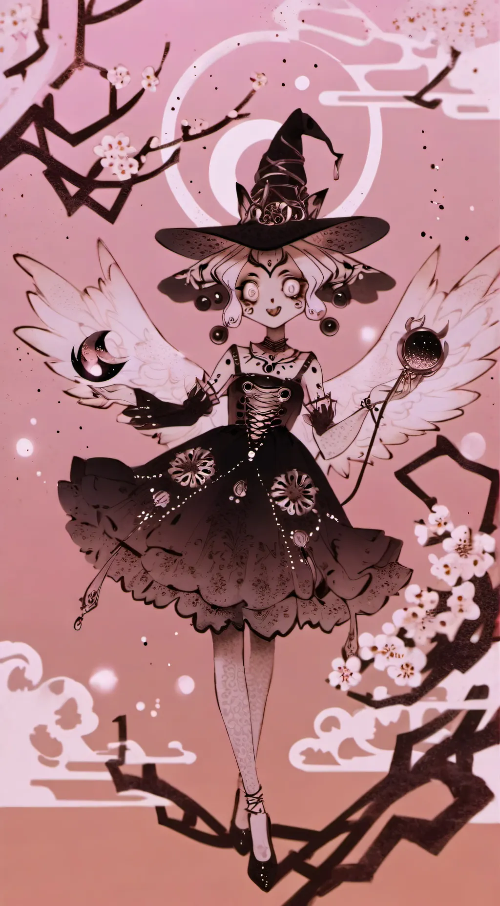 ai character: galexy:ink magic background