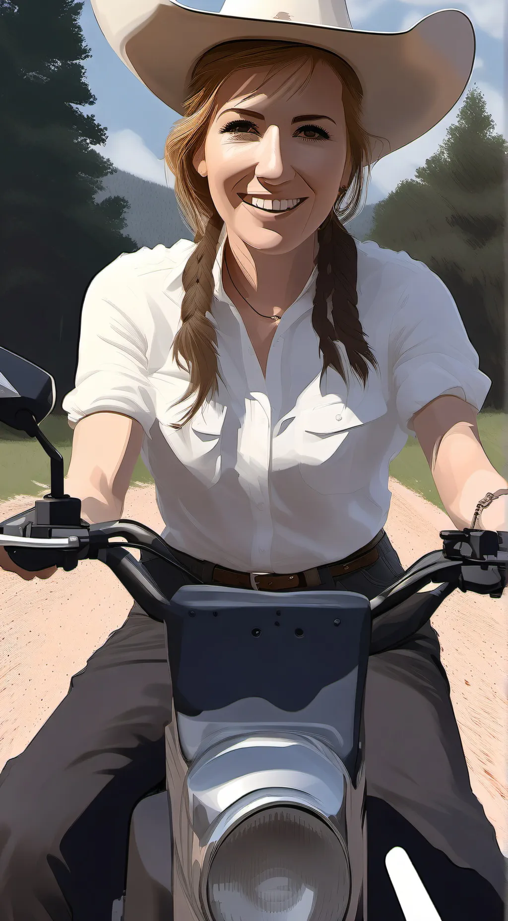 ai character: Cowgirl  background