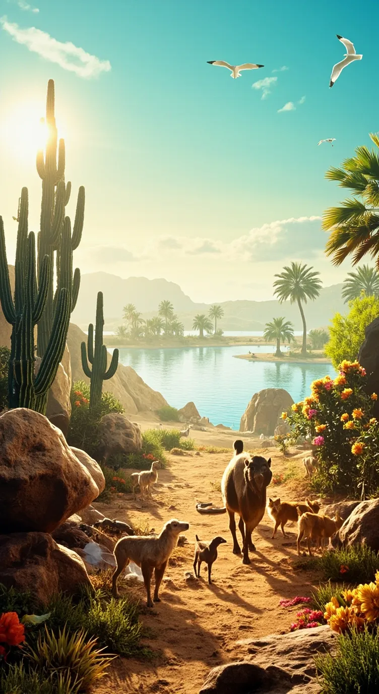 ai character: the Lush desert background