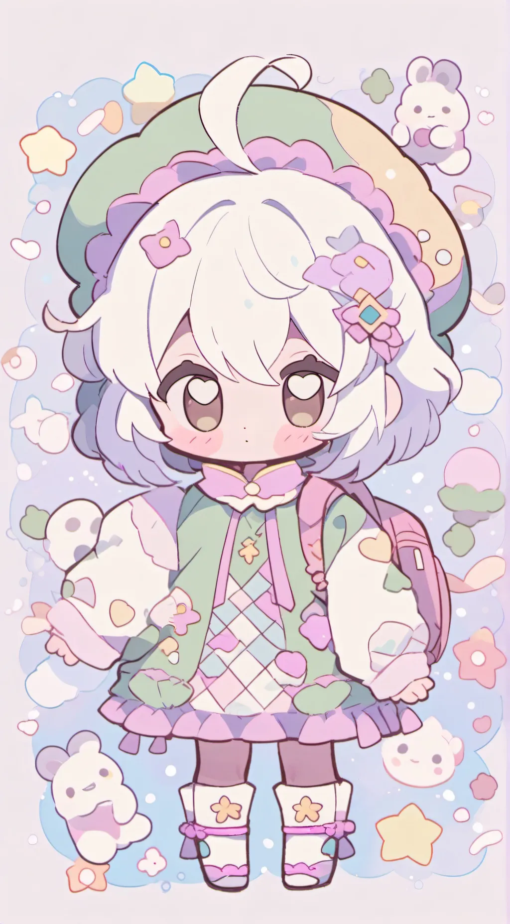 ai character: beb pequño background