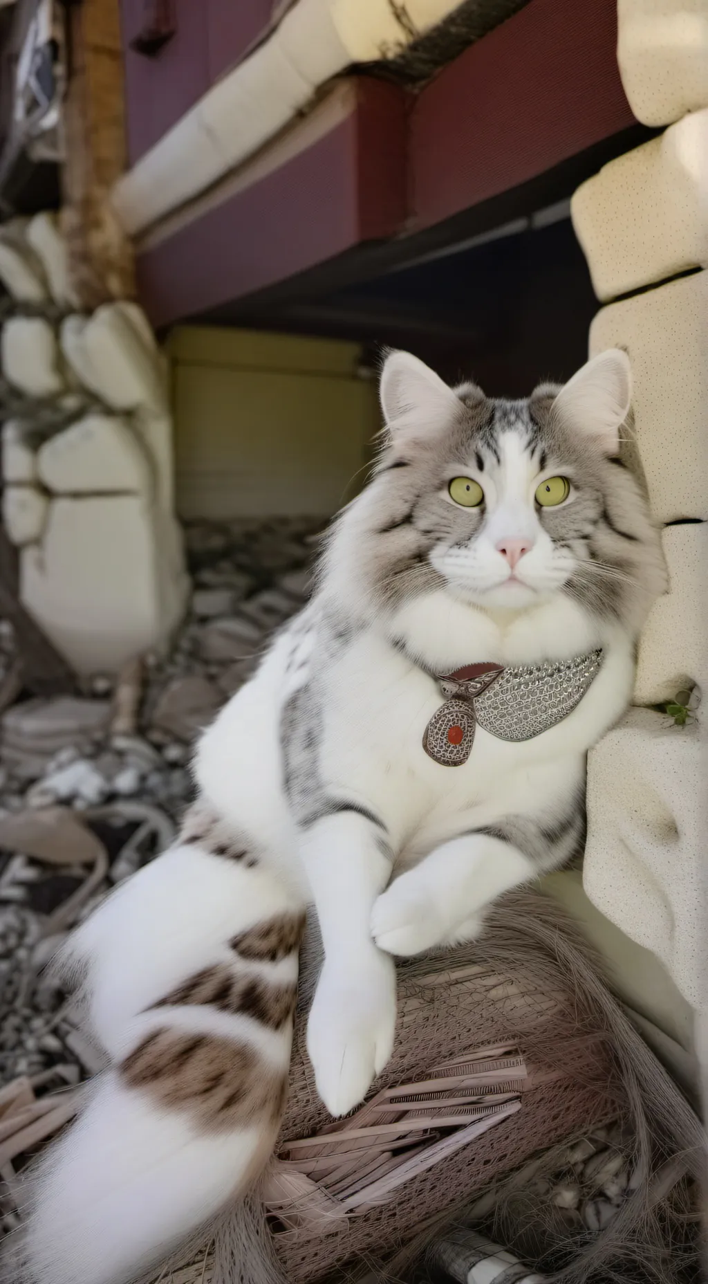 ai character: abandond cat girl background