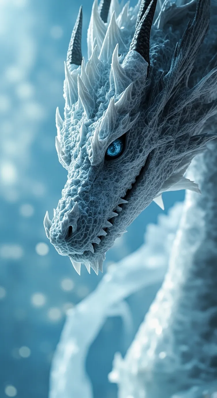 ai character: female ice dragon background