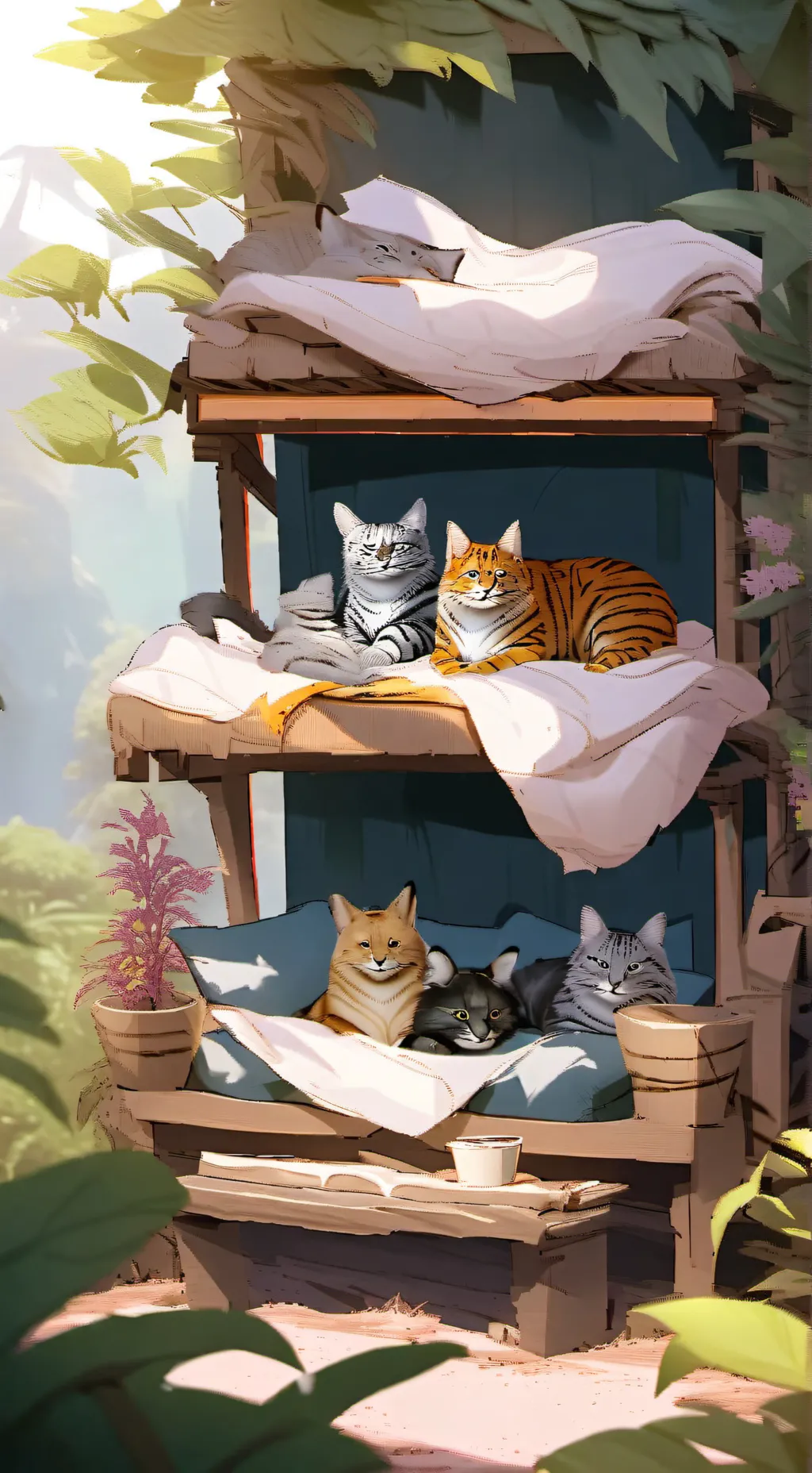 ai character: cute little cats background