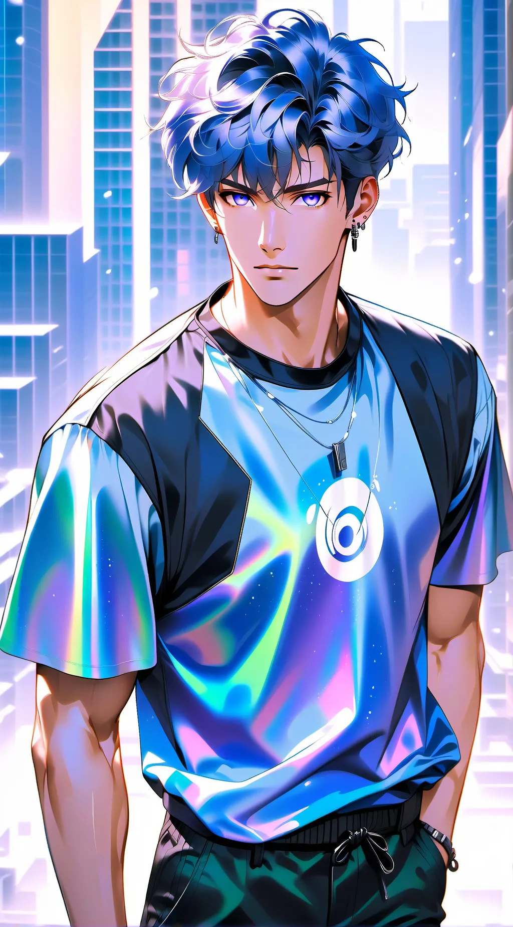 ai character: blue  background