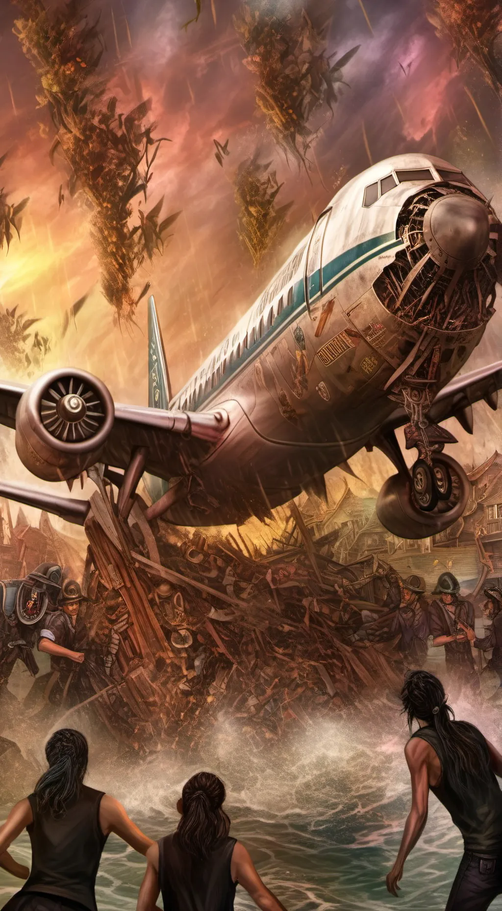 ai character: plane crash  background