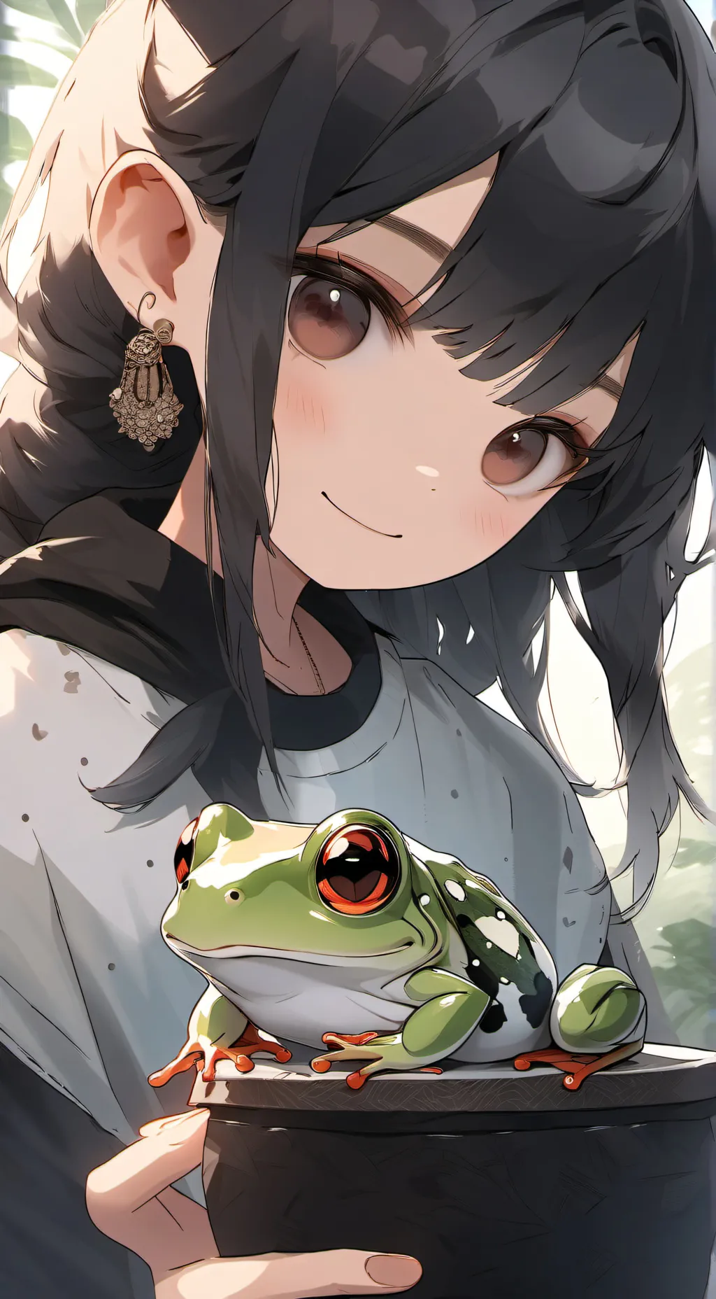ai character: Frog girl background