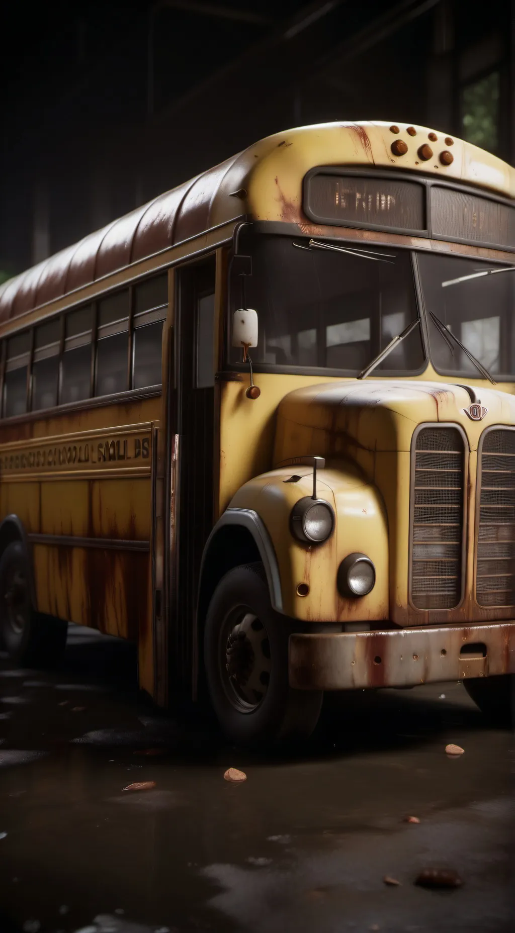 ai character: Creepy school bus  background