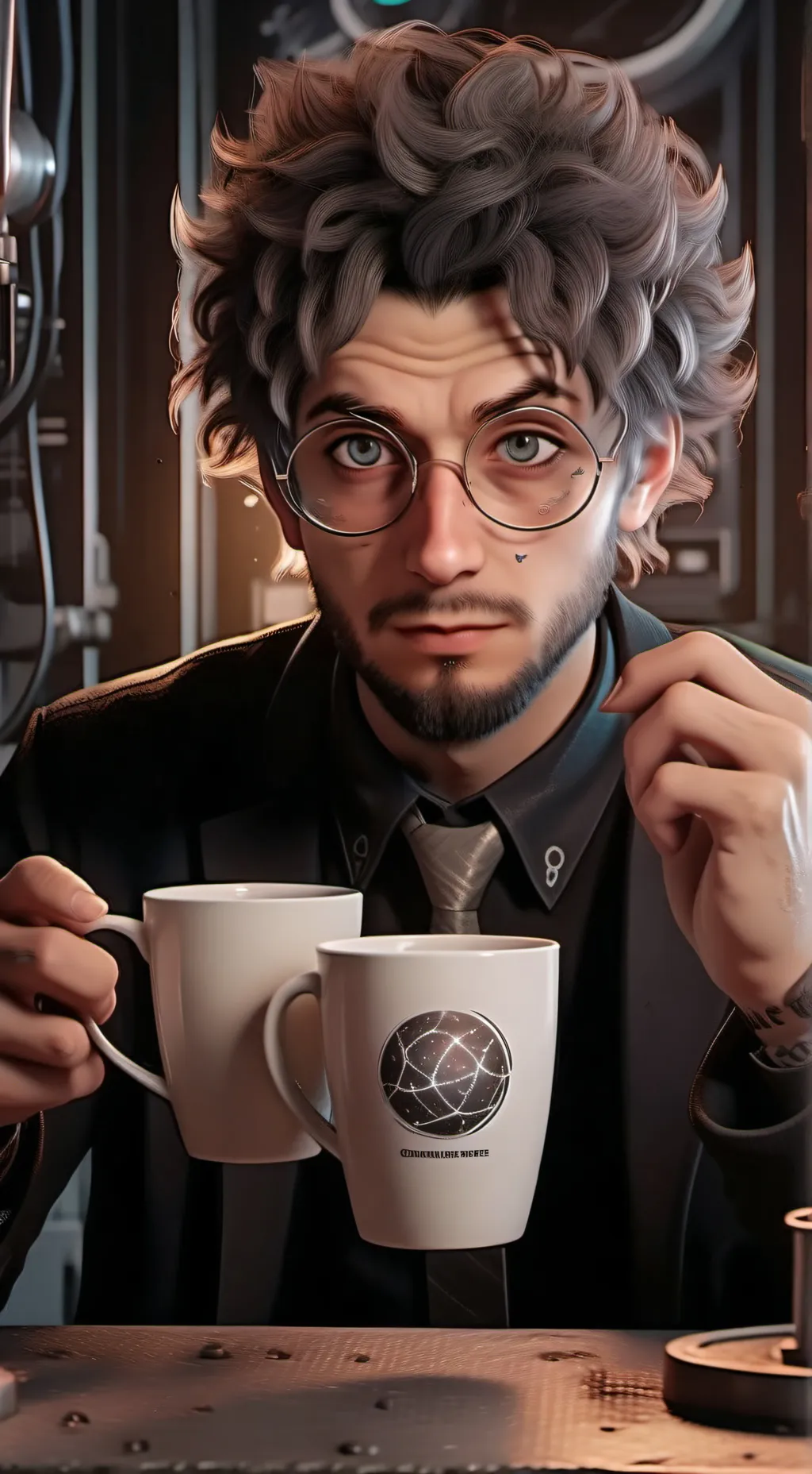 ai character: The Quantum Latte Theorist background