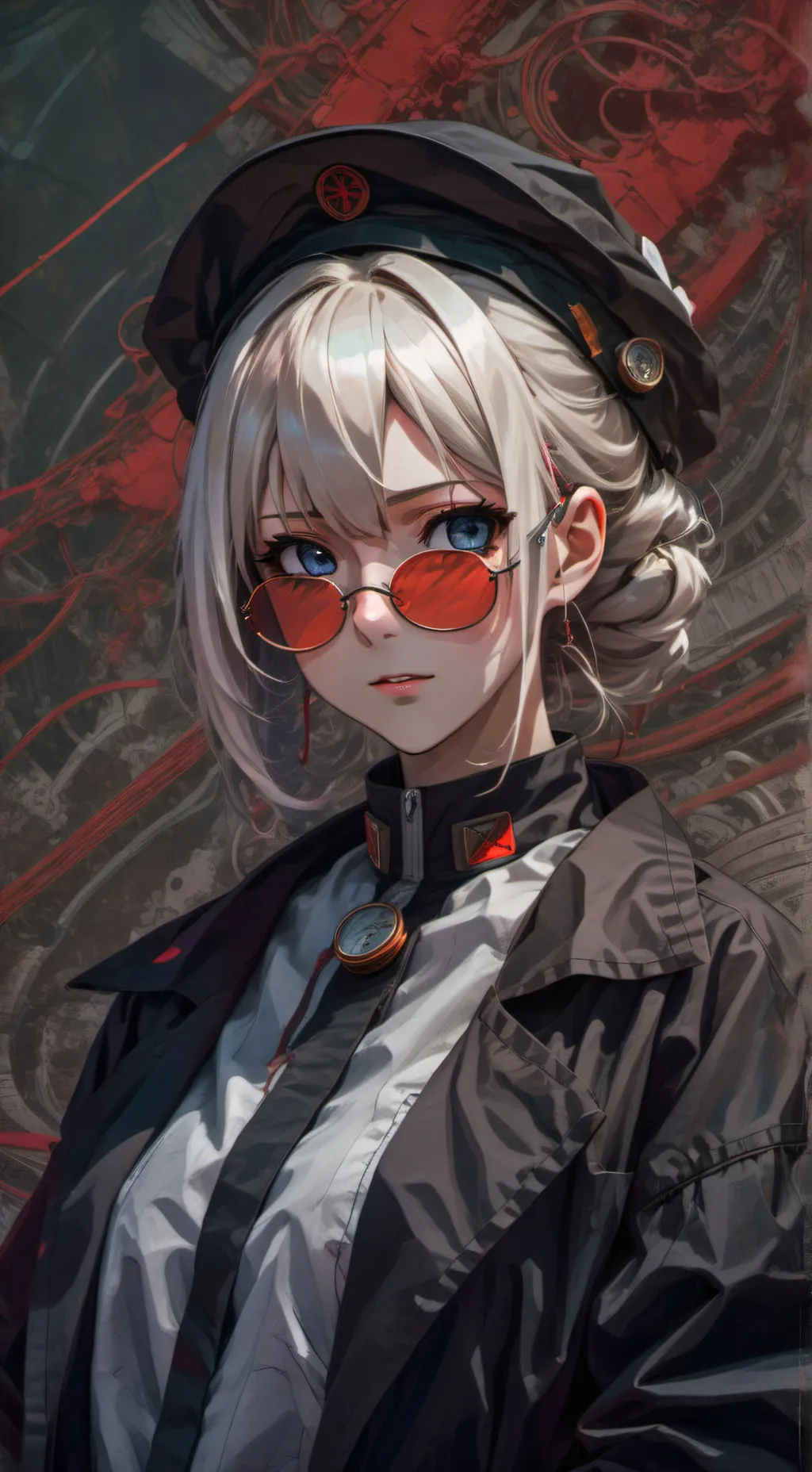 ai character: Scientist silver. background