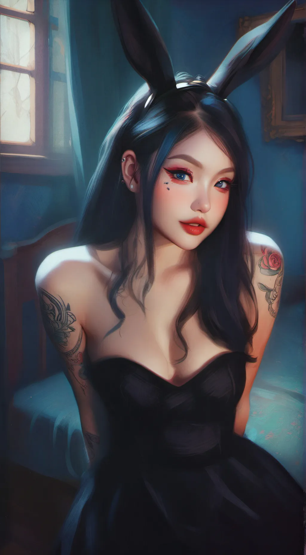 ai character: Kirsten Black background