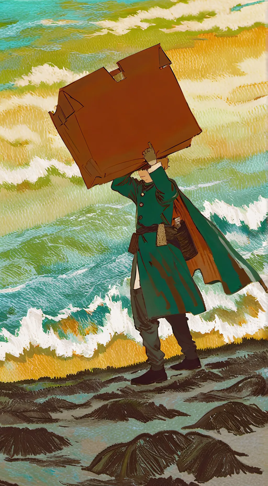 ai character: boxboy  background