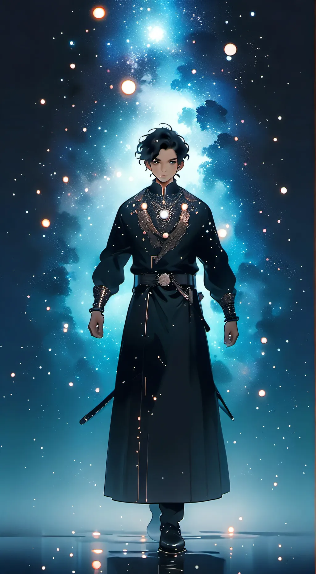 ai character: The god of galaxy  background