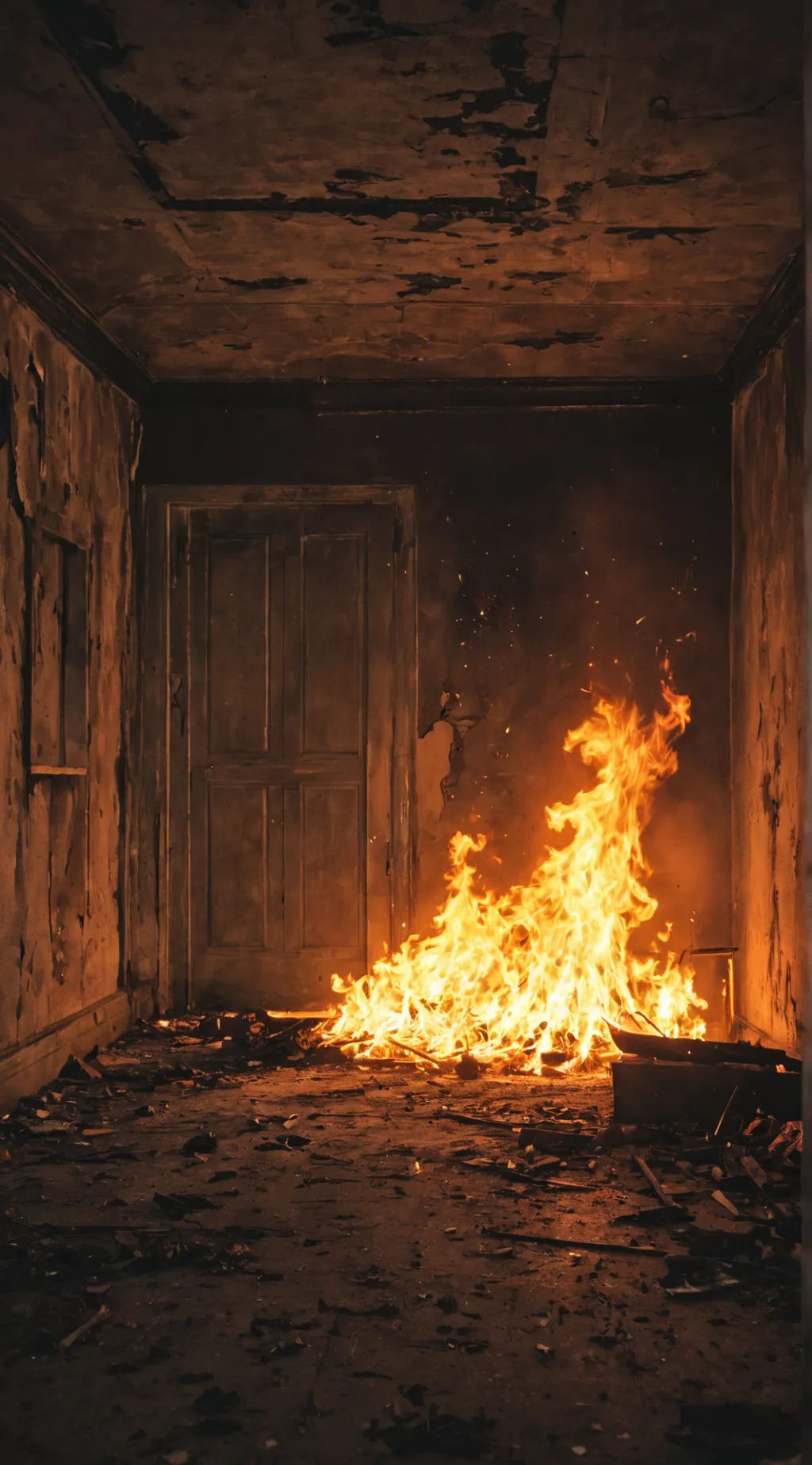 ai character: burning room background