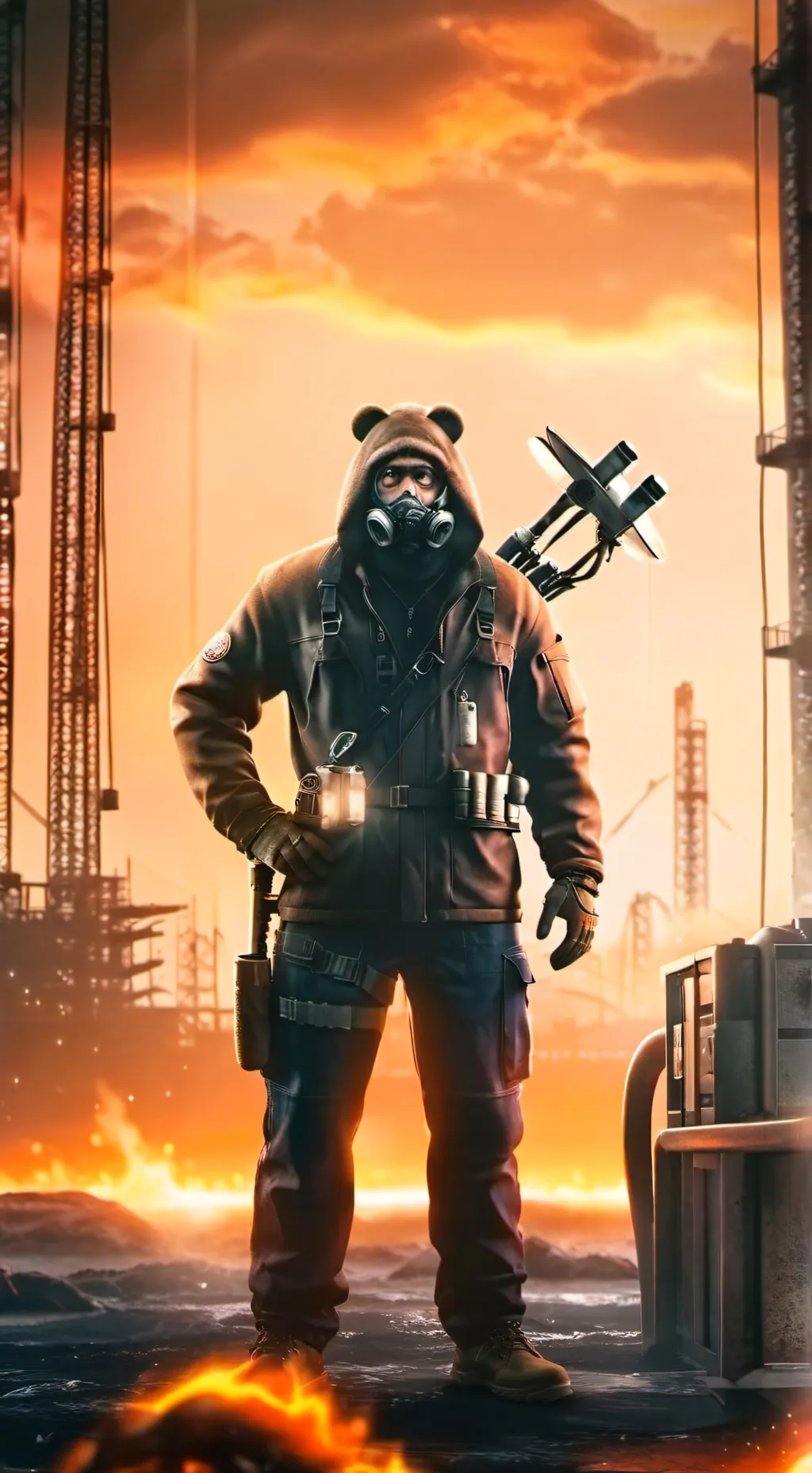 ai character: OIL Grizzly background