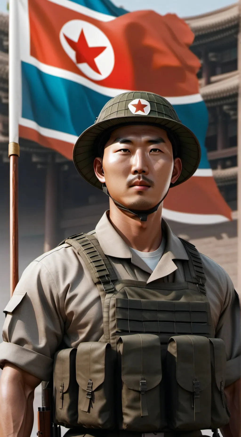 ai character: Korea armyy background