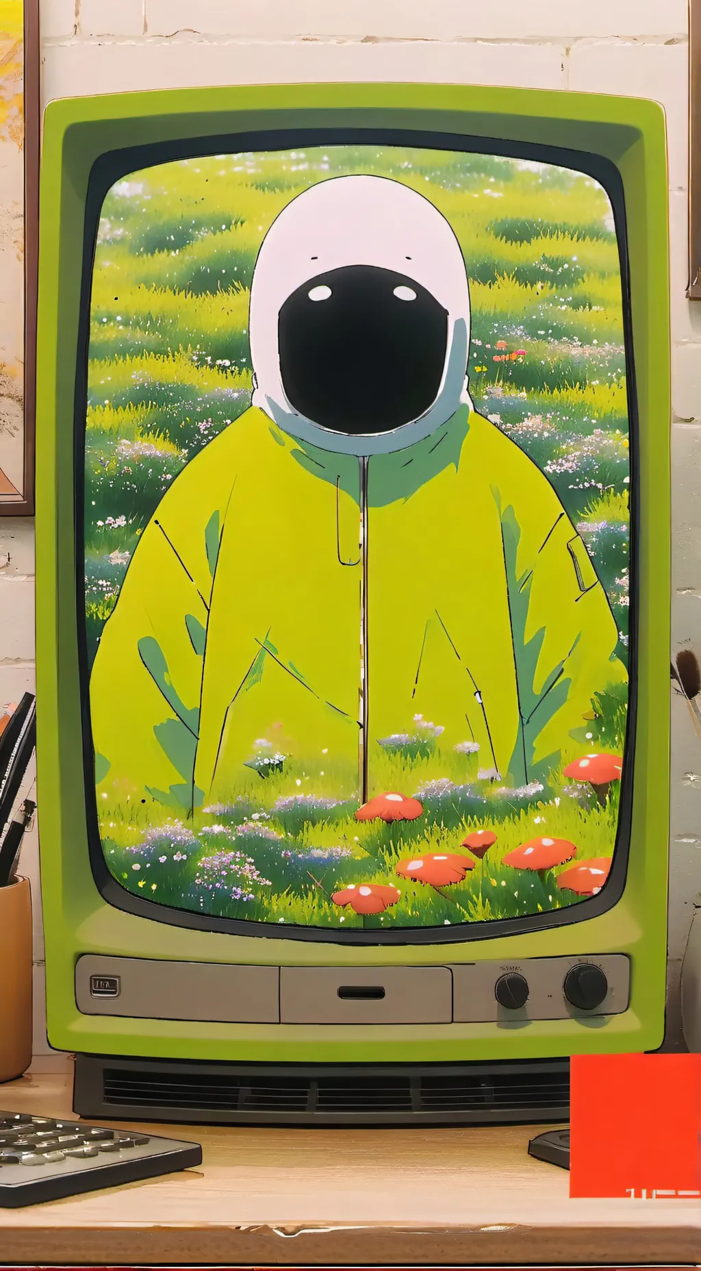 ai character: tv man background