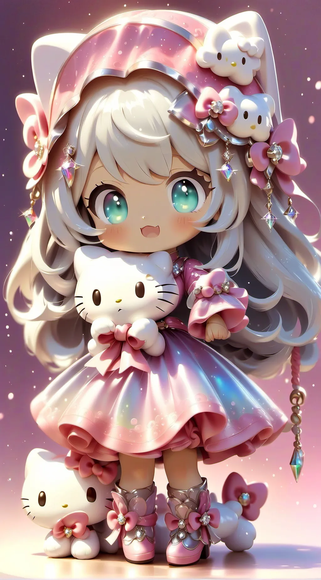 ai character: hello kitty humana background