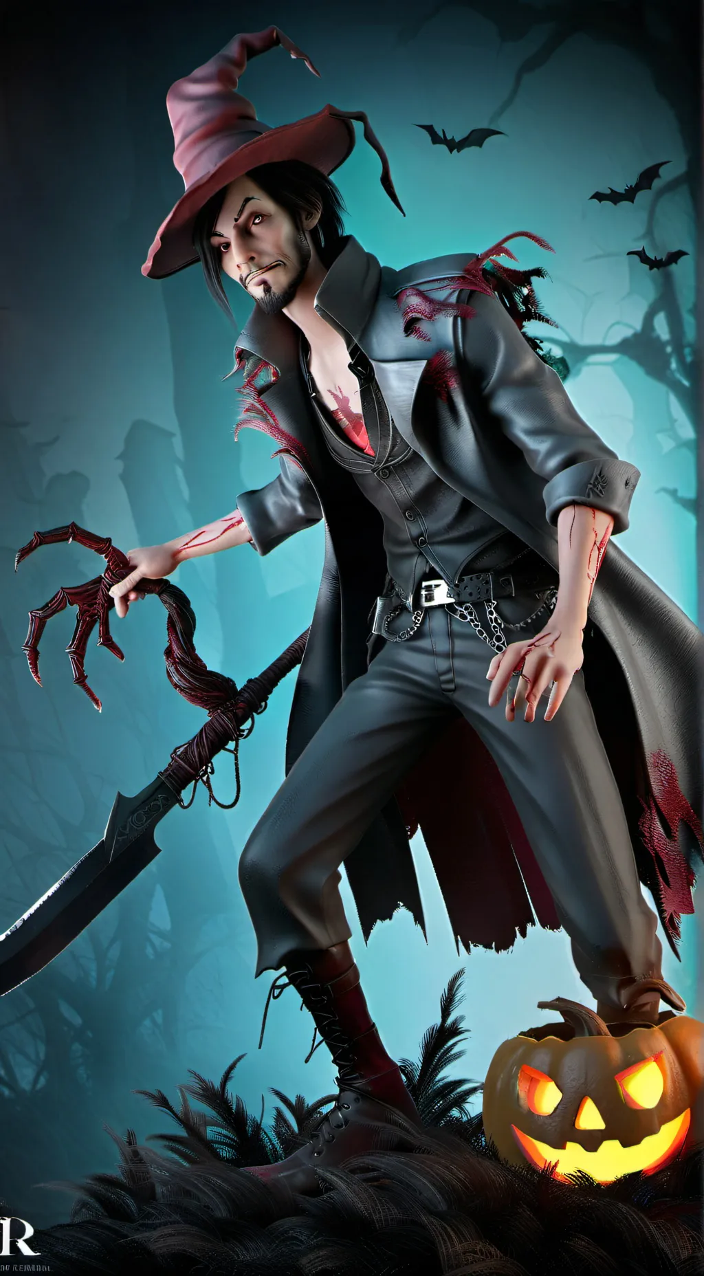 ai character: *pumpkin rabbit* background