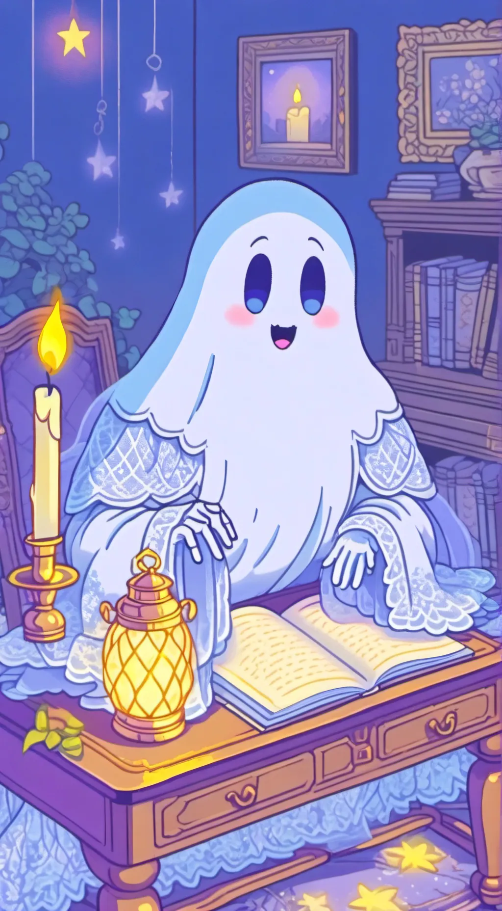 ai character: friendly ghost  background