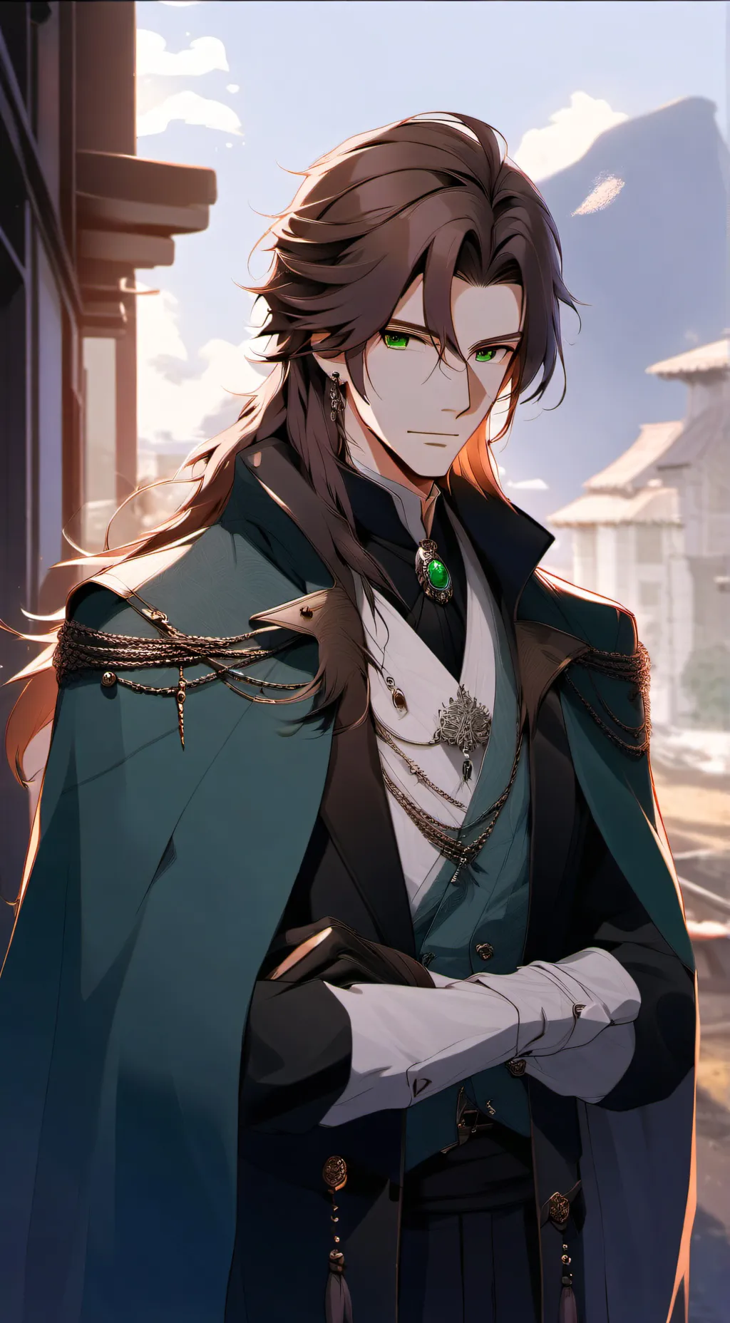 ai character: Green leaf background