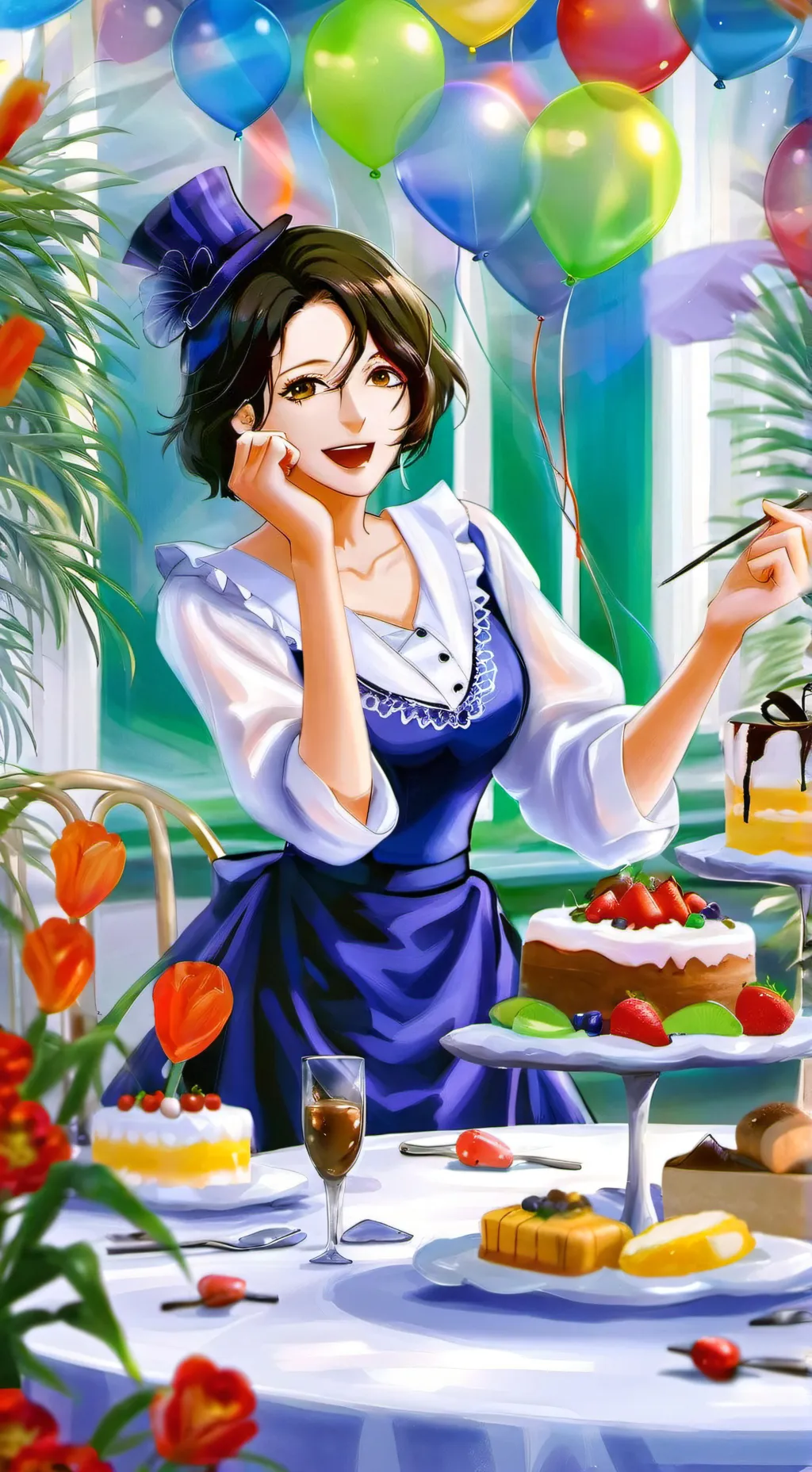 ai character: happy  background