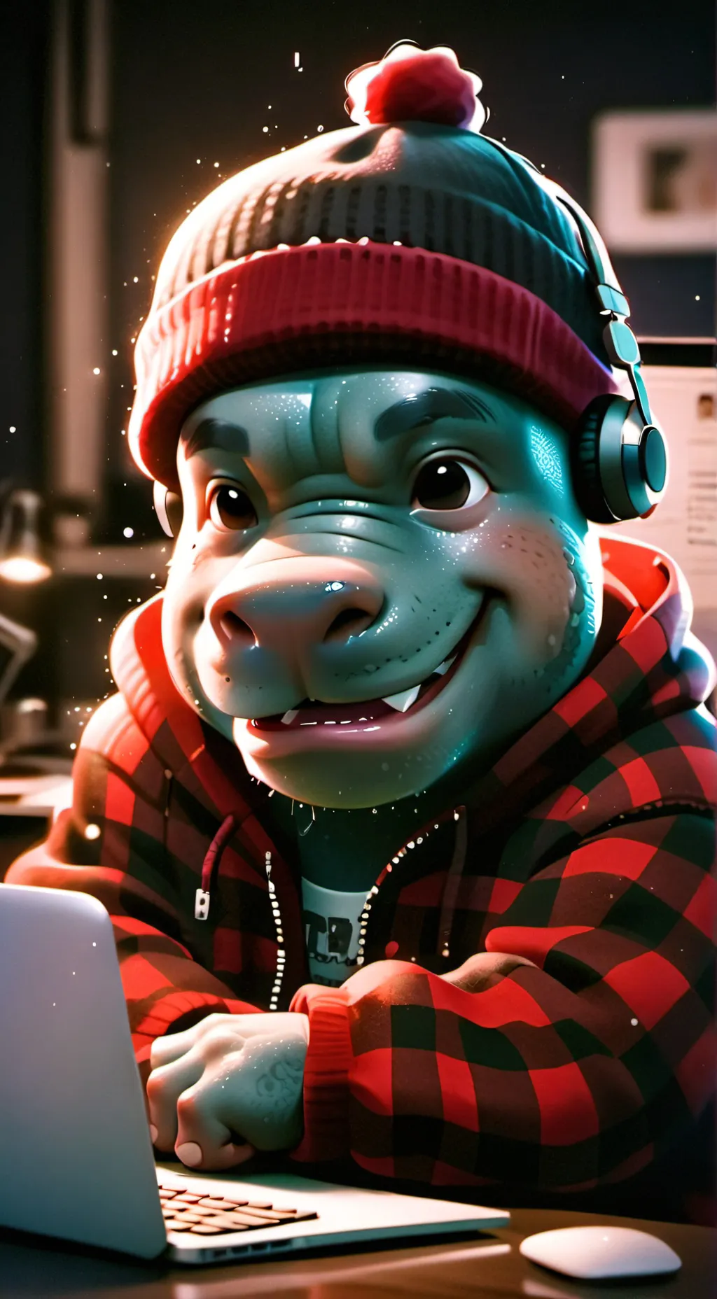 ai character: Hipster Hippo background