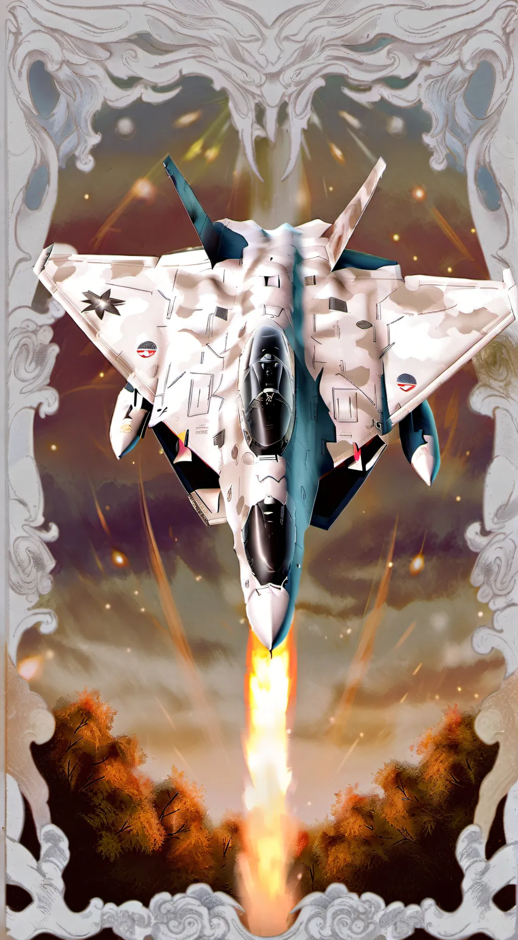 ai character: F-22 back in time  background