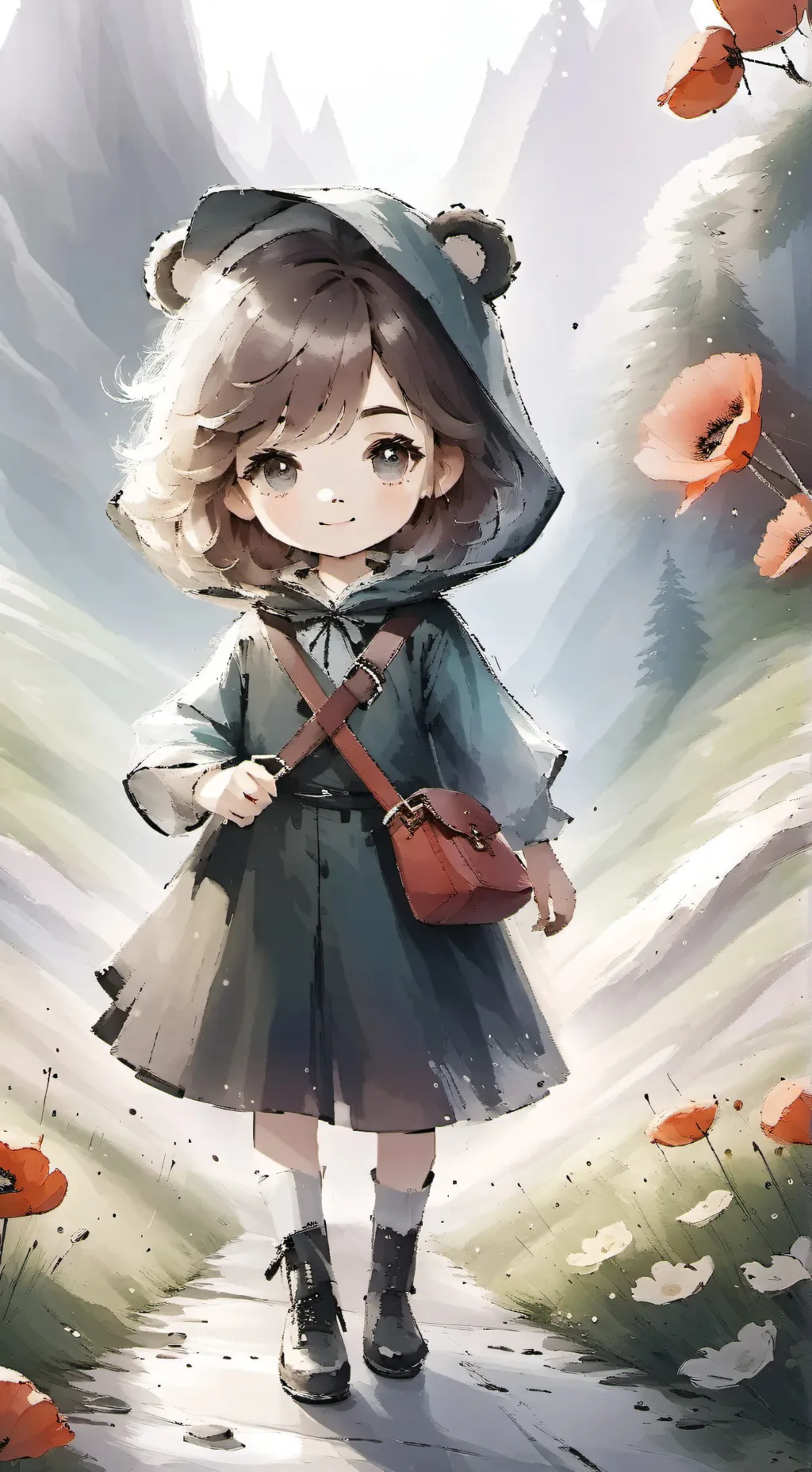 ai character: baby bear hug background