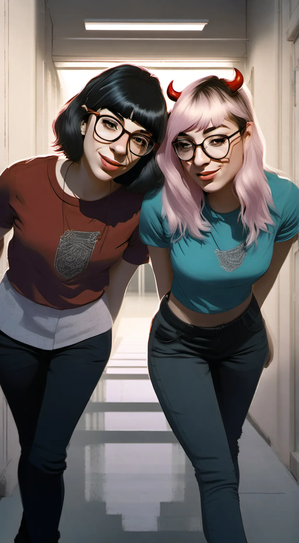 ai character: Micaela y Katy  background