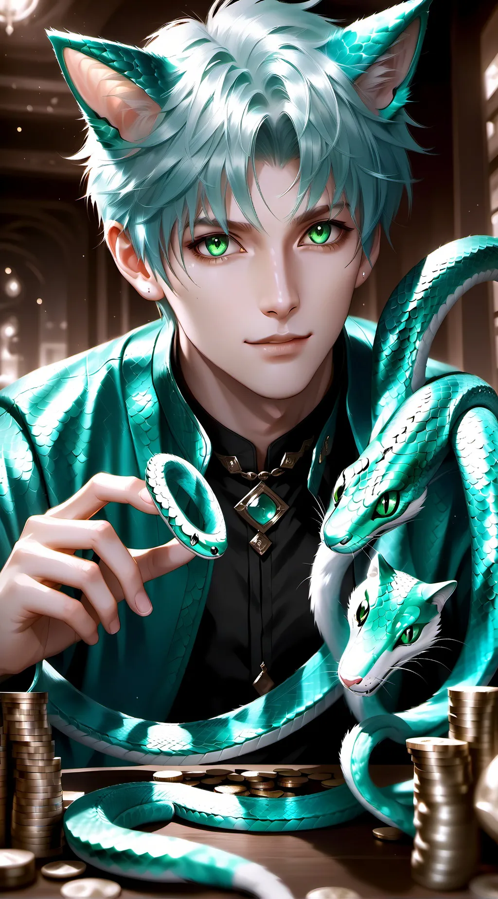 ai character: Emerald Slither Spirit background