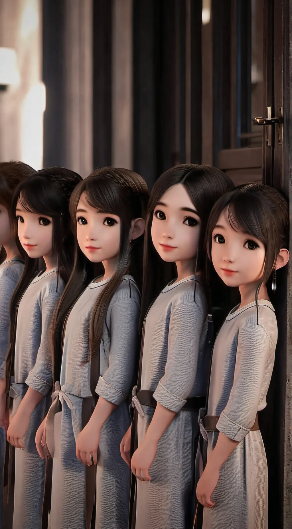 ai character: Five children  background