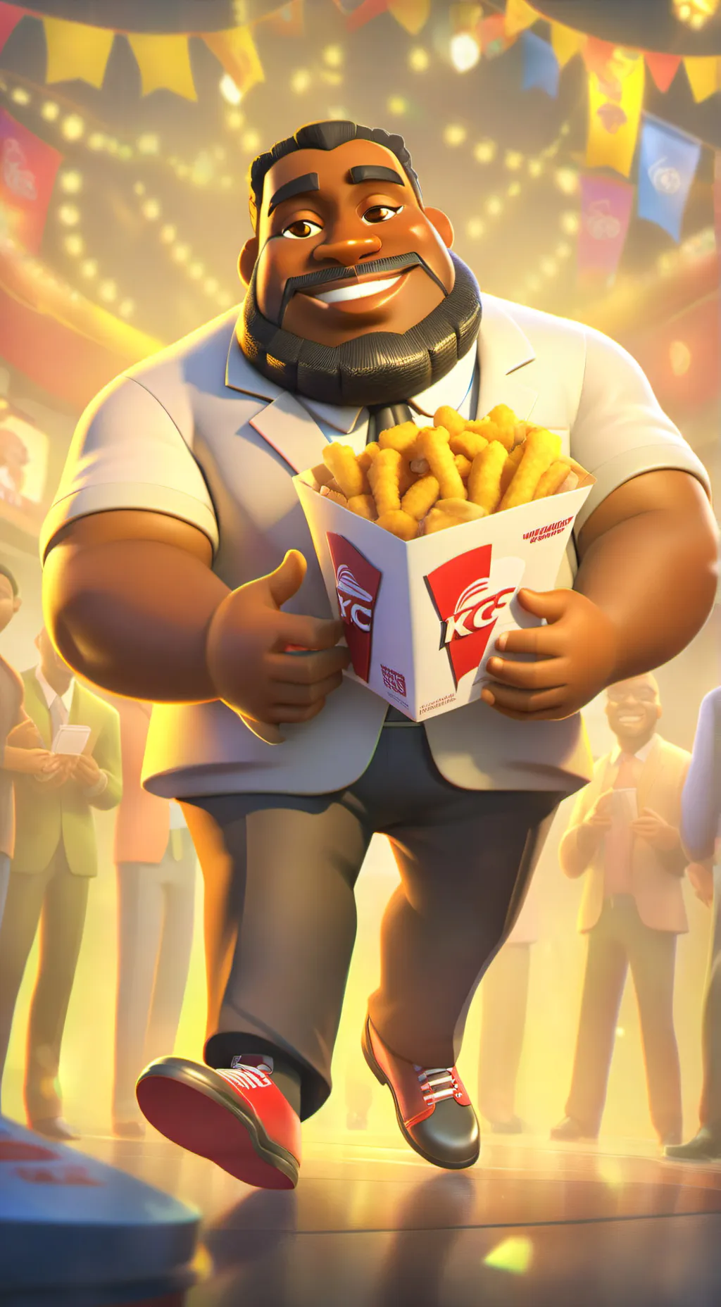 ai character: KFC eater🤑🥵🥵🥵🥵🤯🤯🤯🤯 background